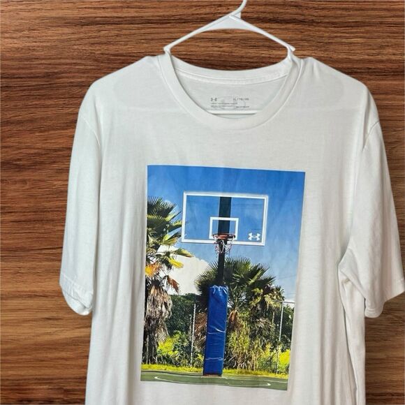 Under Armour HeatGear Summer Daze Basketball T-Shirt Men’s XL White Graphic Tee - Picture 2 of 8